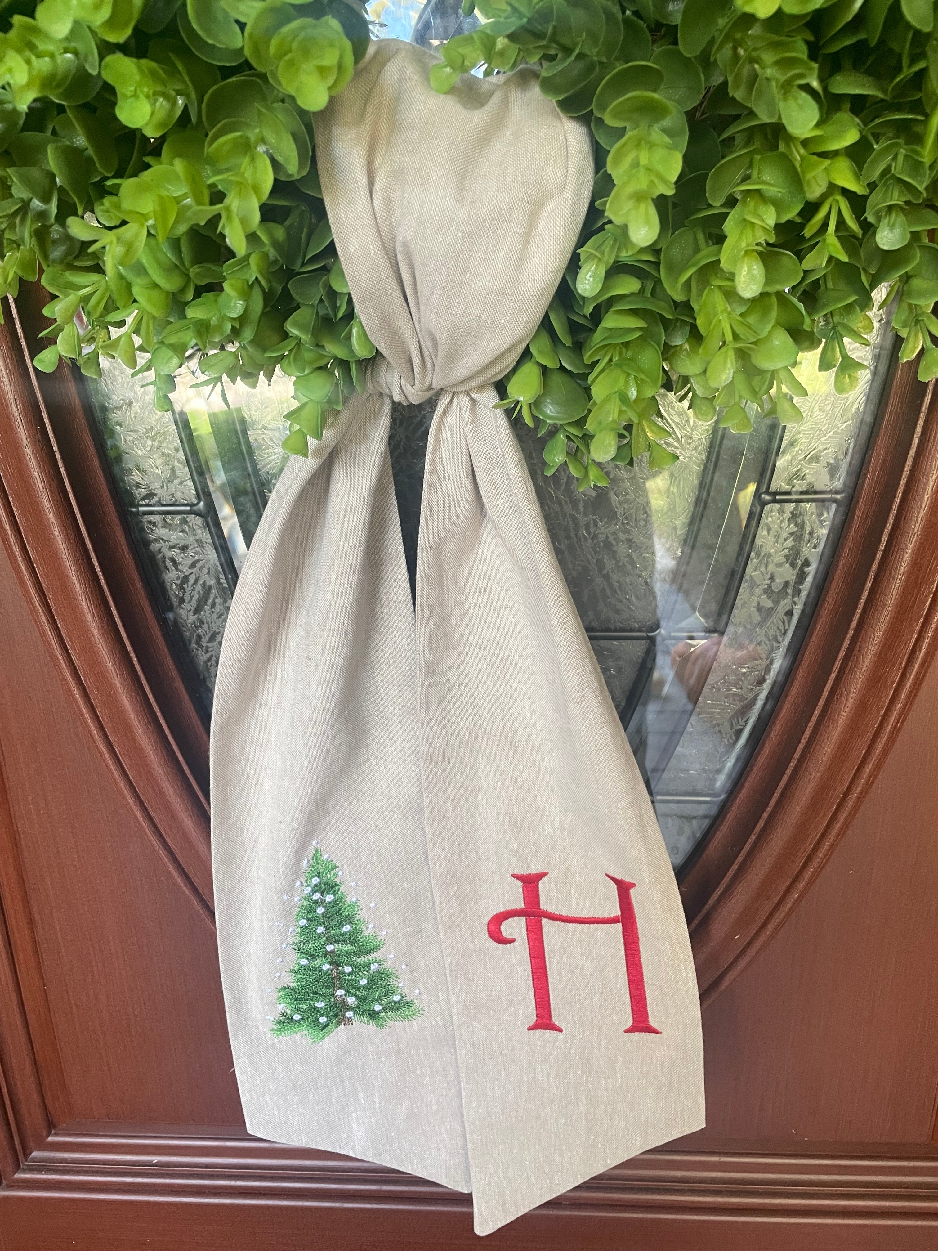 Personalized, Embroidered Christmas Tree Wreath Sash