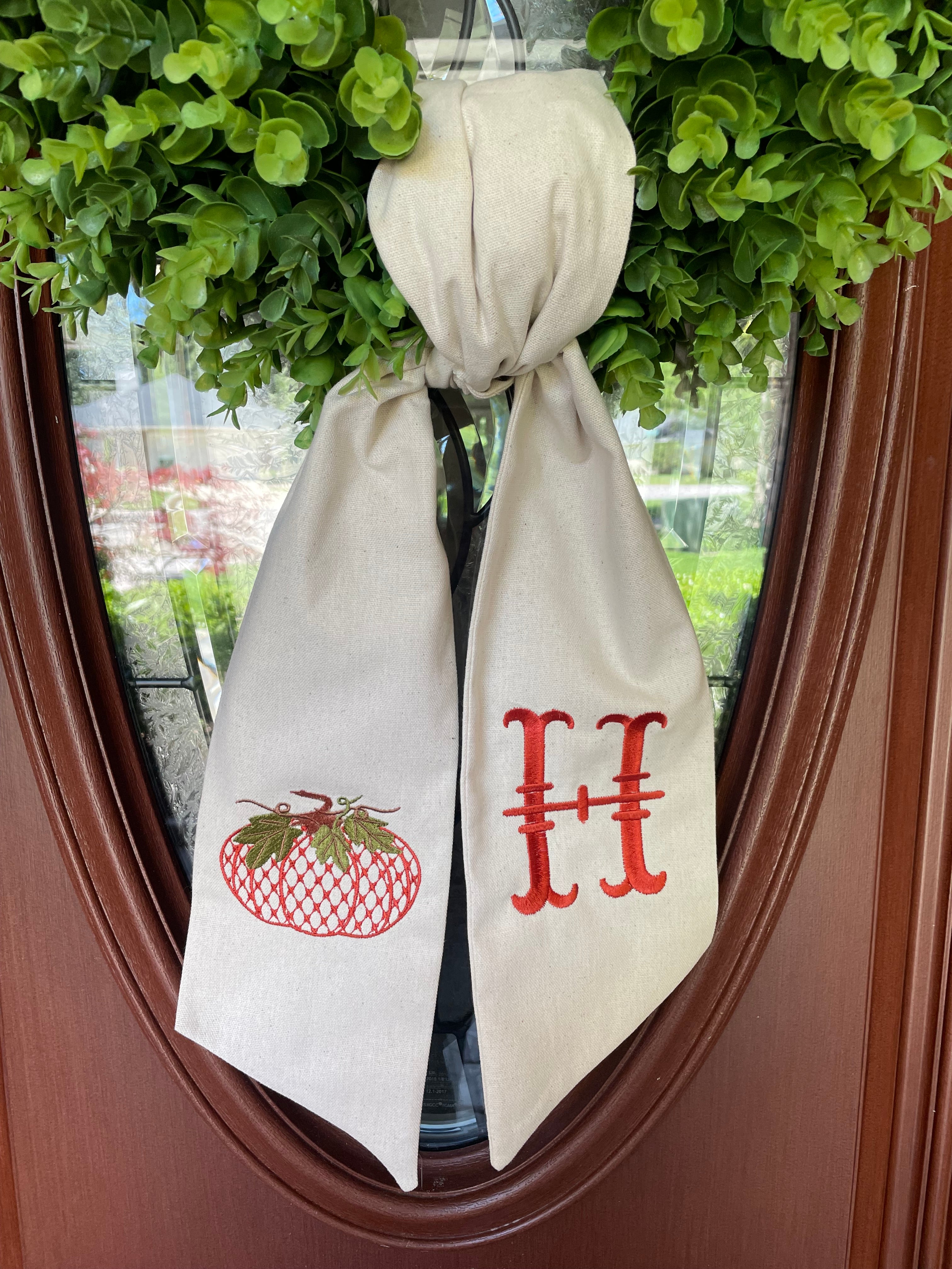 Personalized Chic Herend Pumpkin Wreath Sash