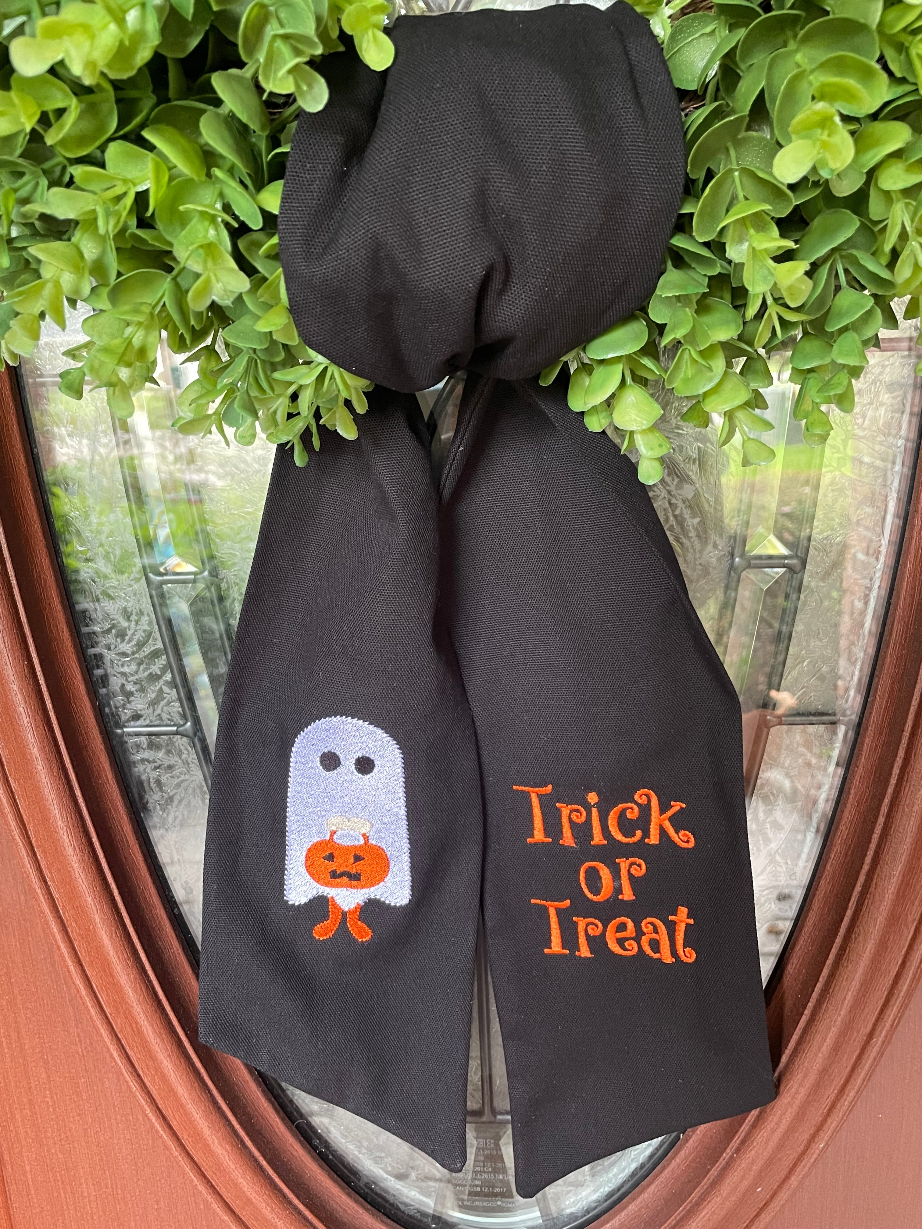 Ghost Trick or Treat Wreath Sash