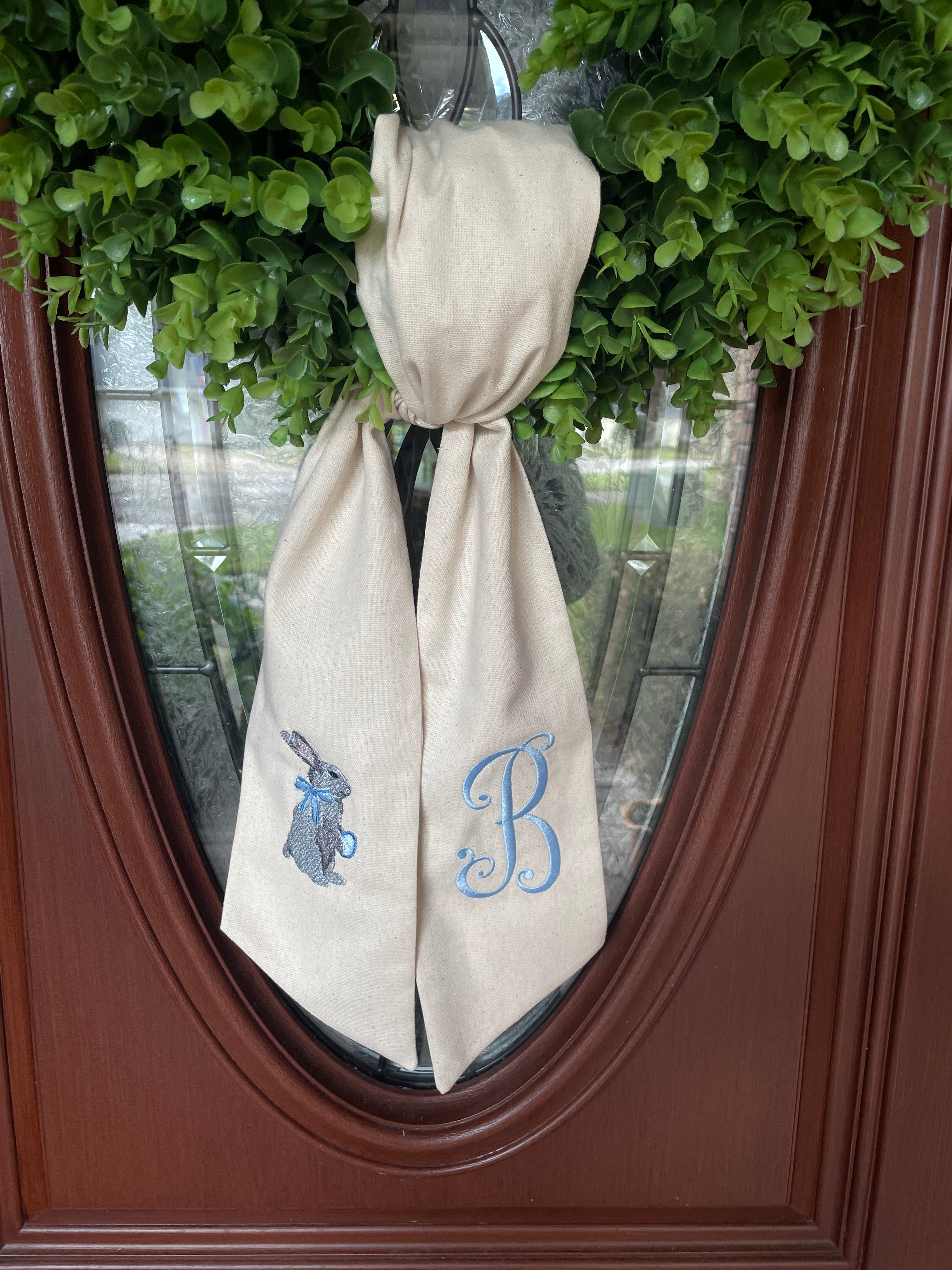 Personalized Vintage Easter Bunny With Egg Wreath Sash