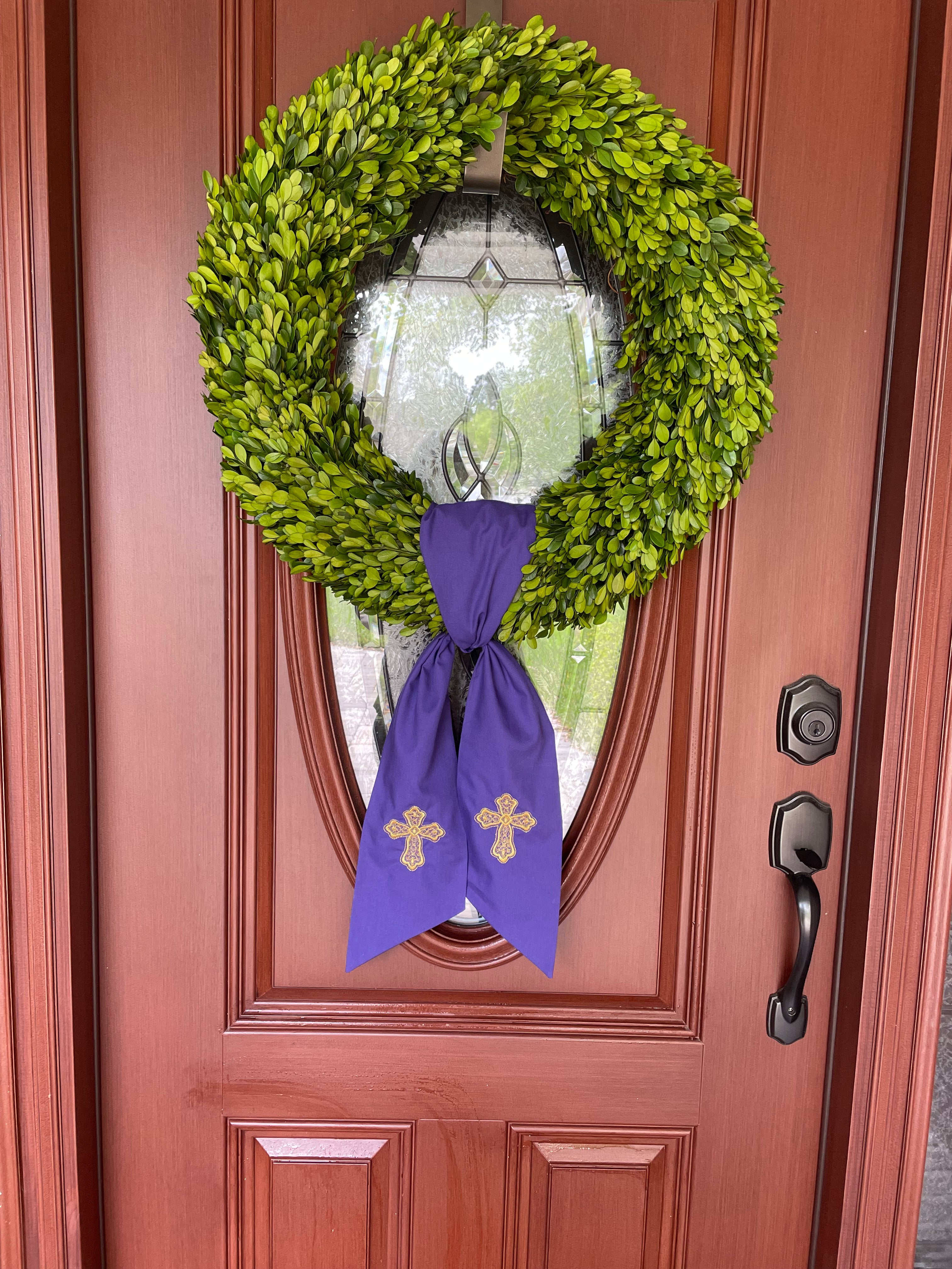Easter Double Cross Embroidered Wreath Sash