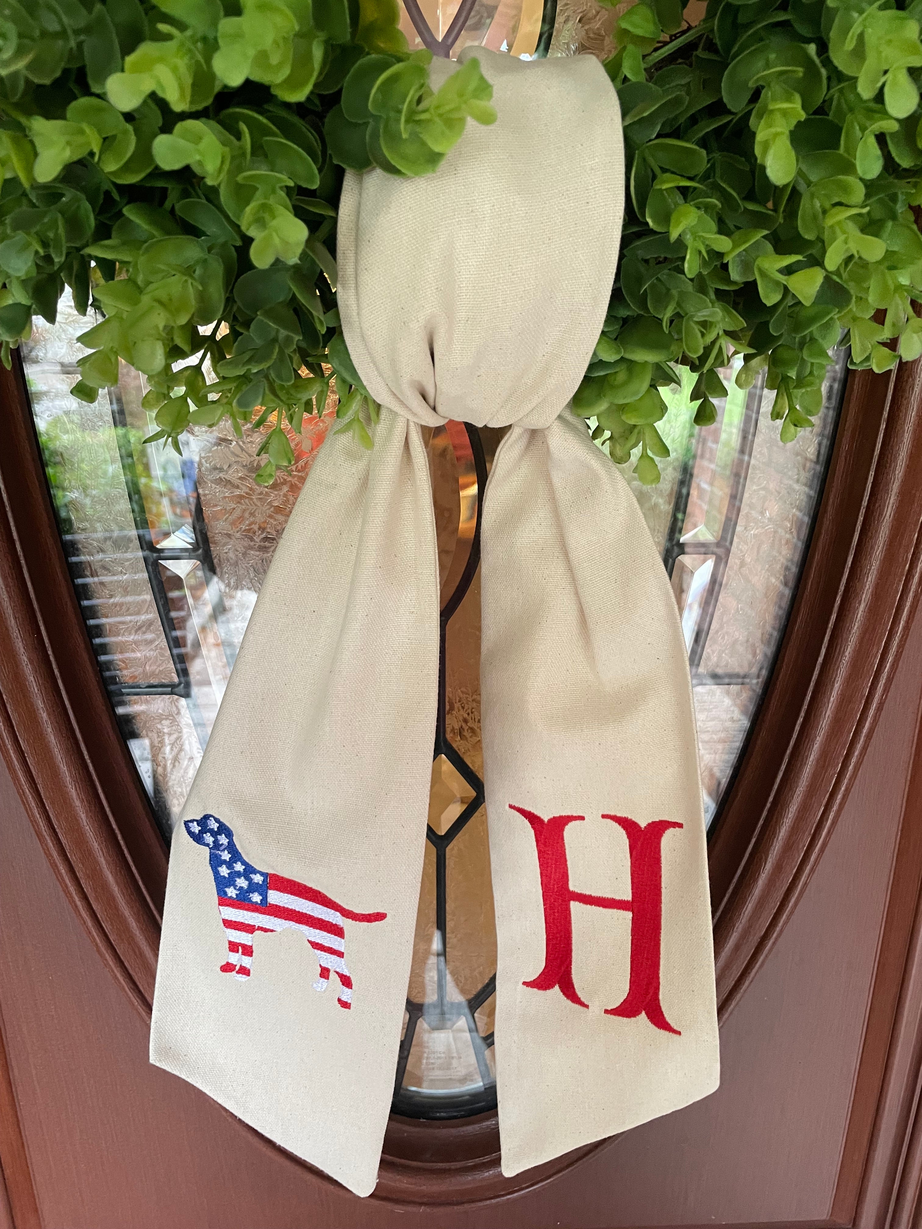 Personalized Embroidered Patriotic Labrador Wreath Sash