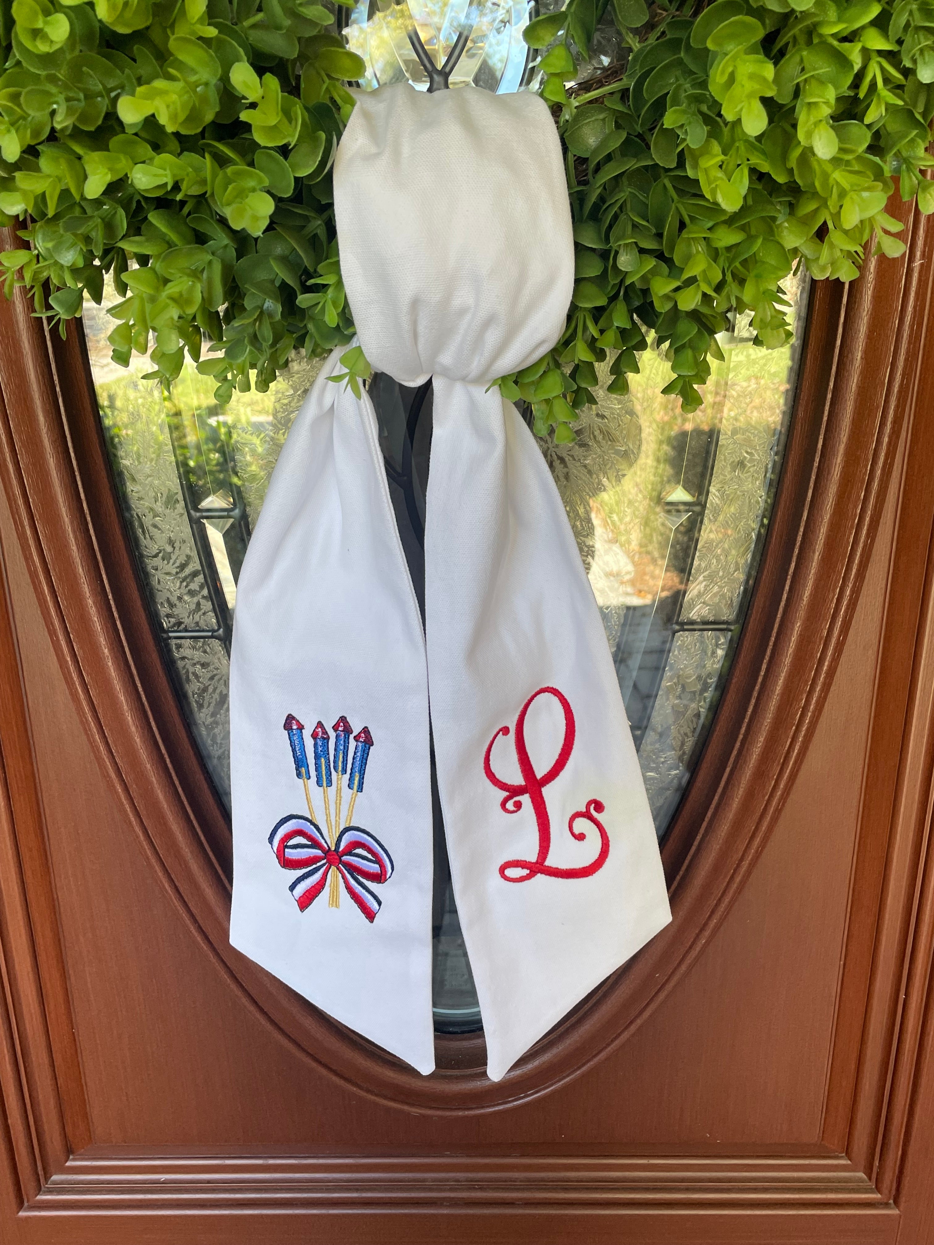 Personalized Embroidered Vintage Fireworks Wreath Sash