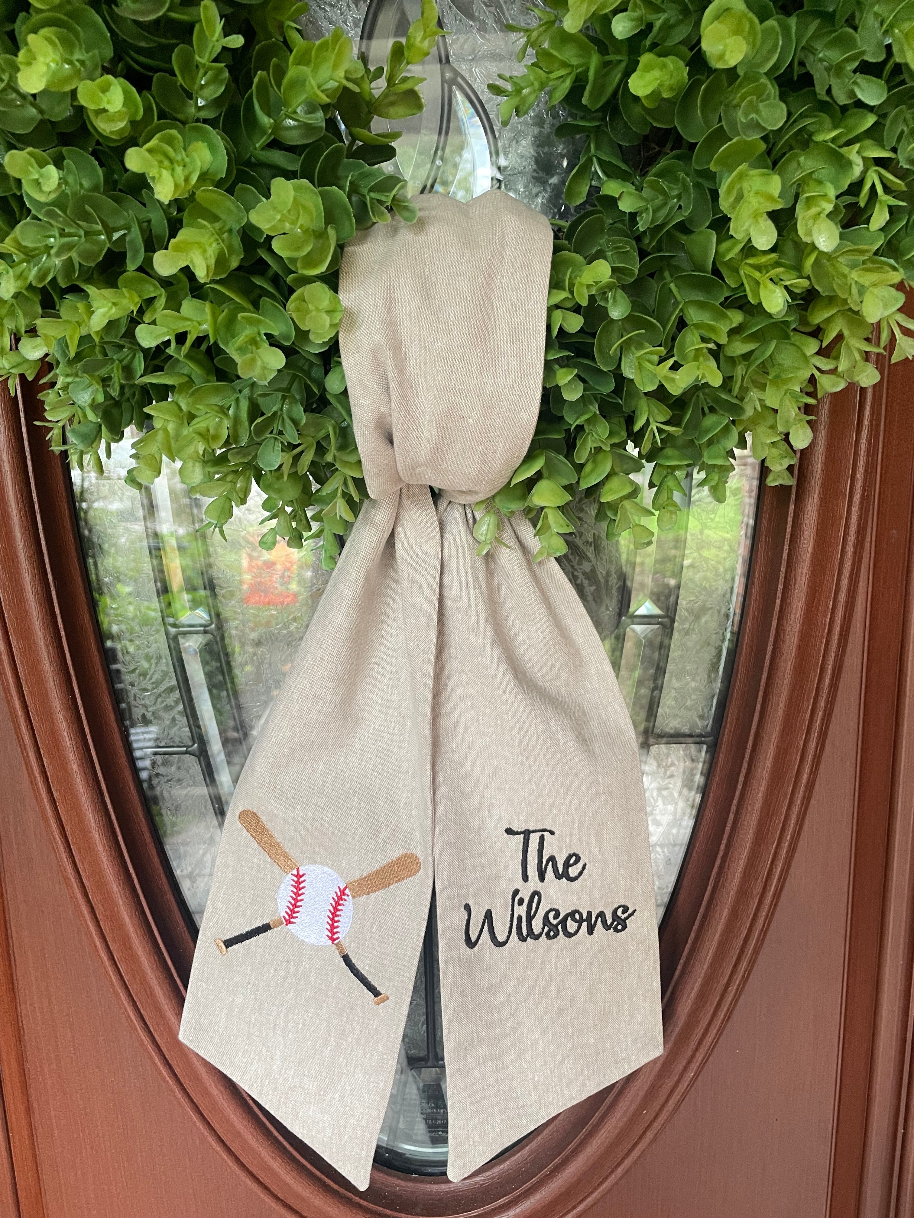 Personalized Embroidered Baseball Wreath Sash