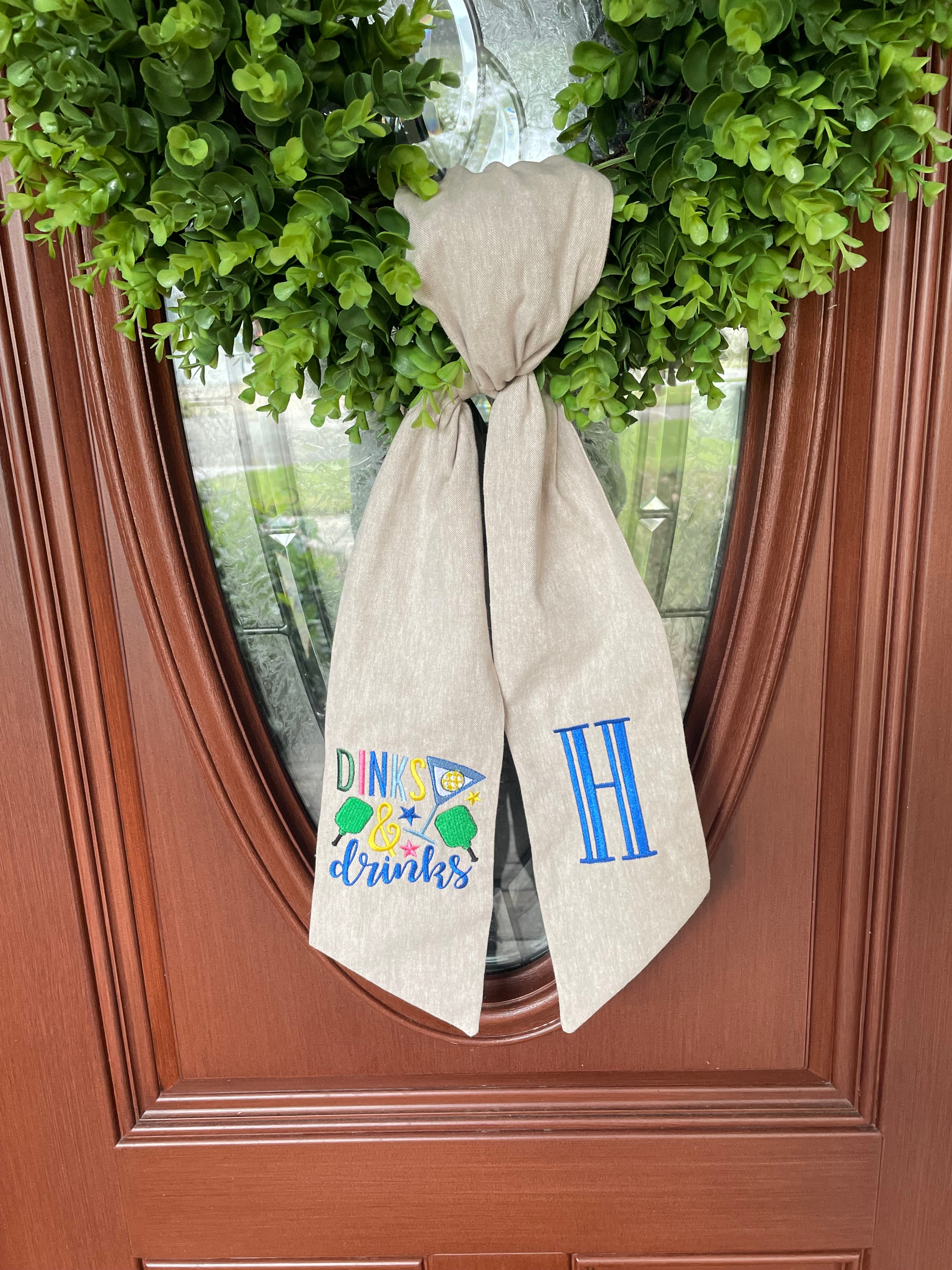 Personalized Pickleball Wreath Sash - Dinks and Drinks