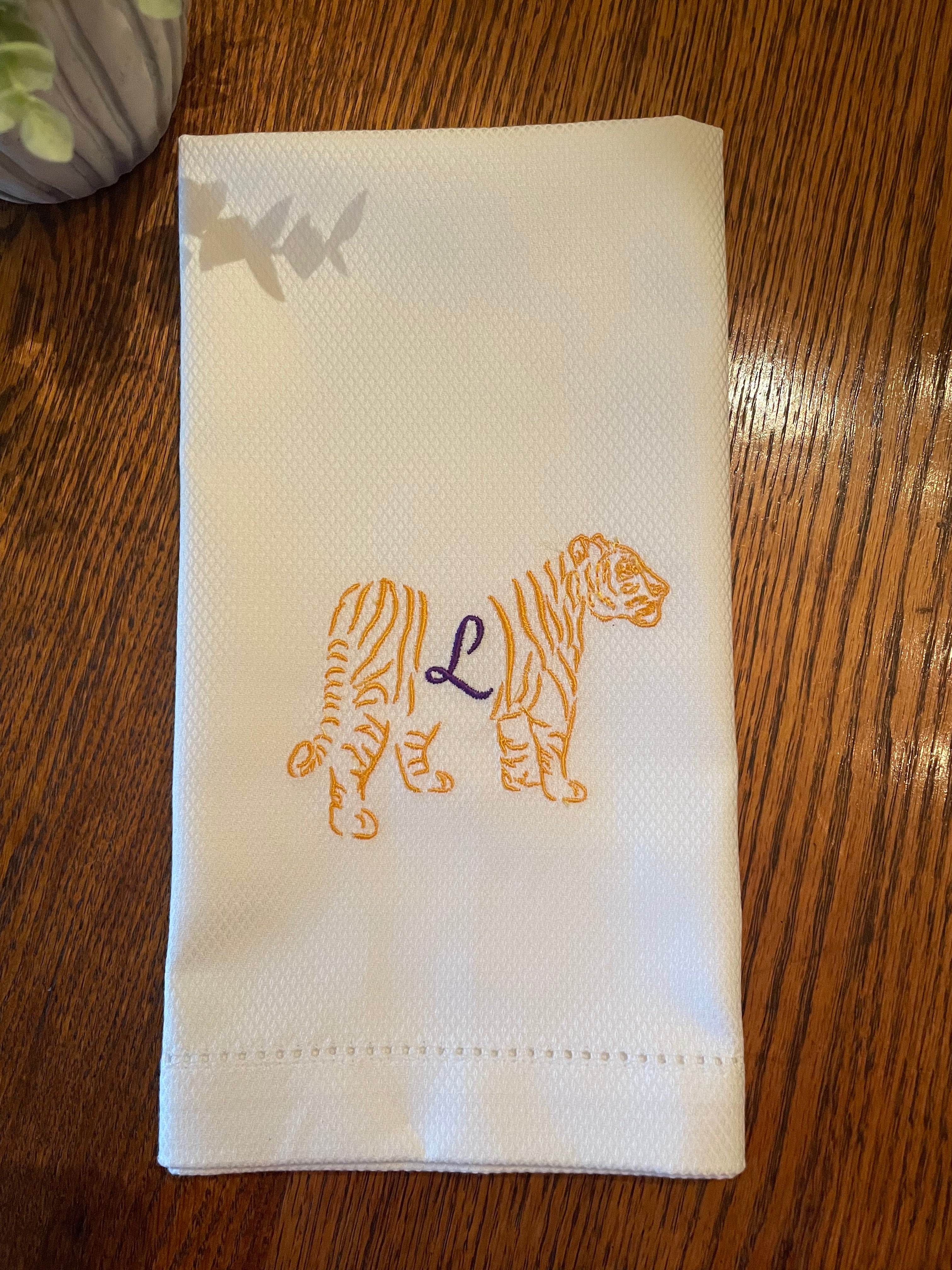 Chinoiserie Personalized Tiger Huck Towel