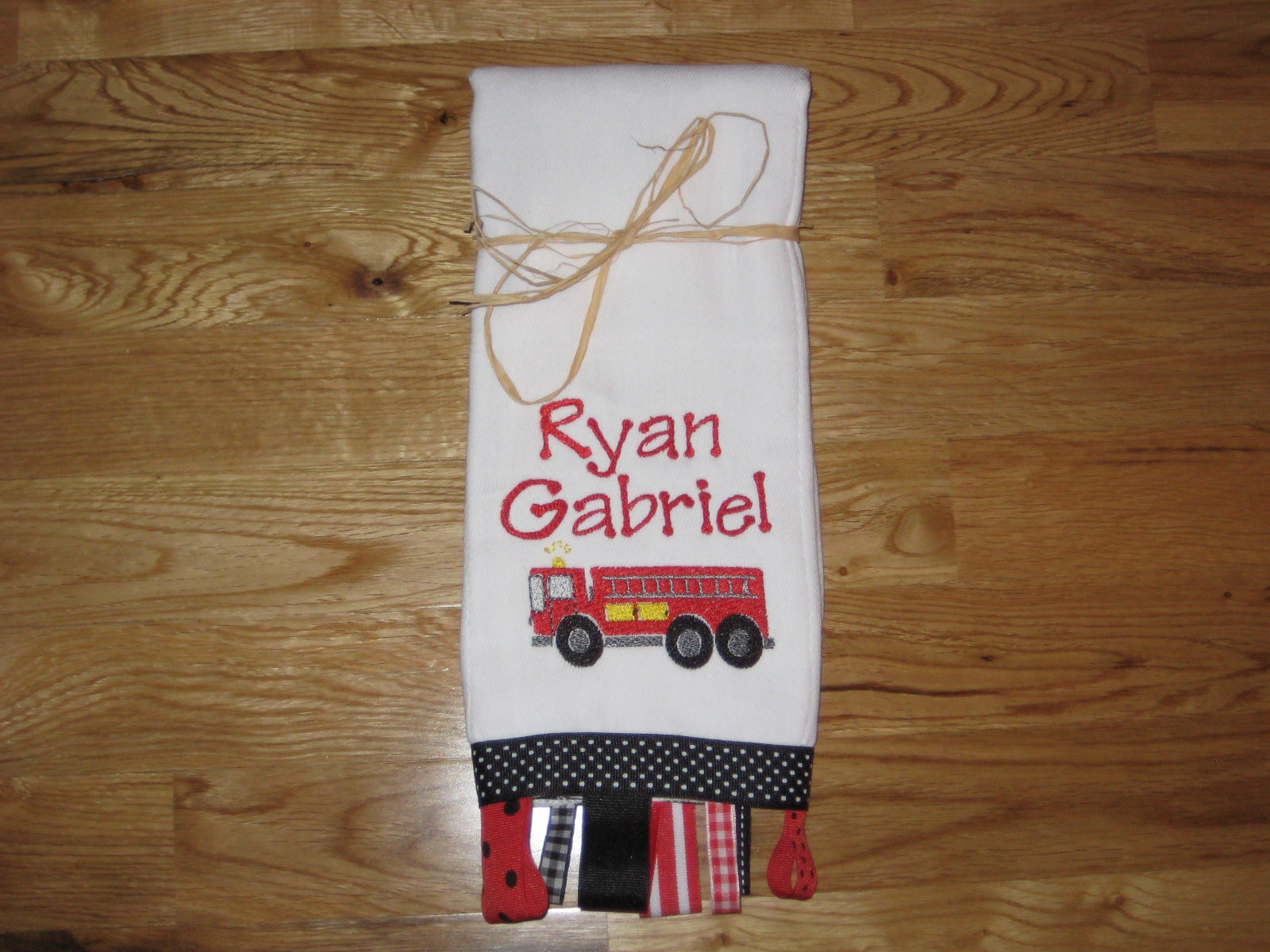 Personalized, Embroidered Little Firefighter Burp Cloth