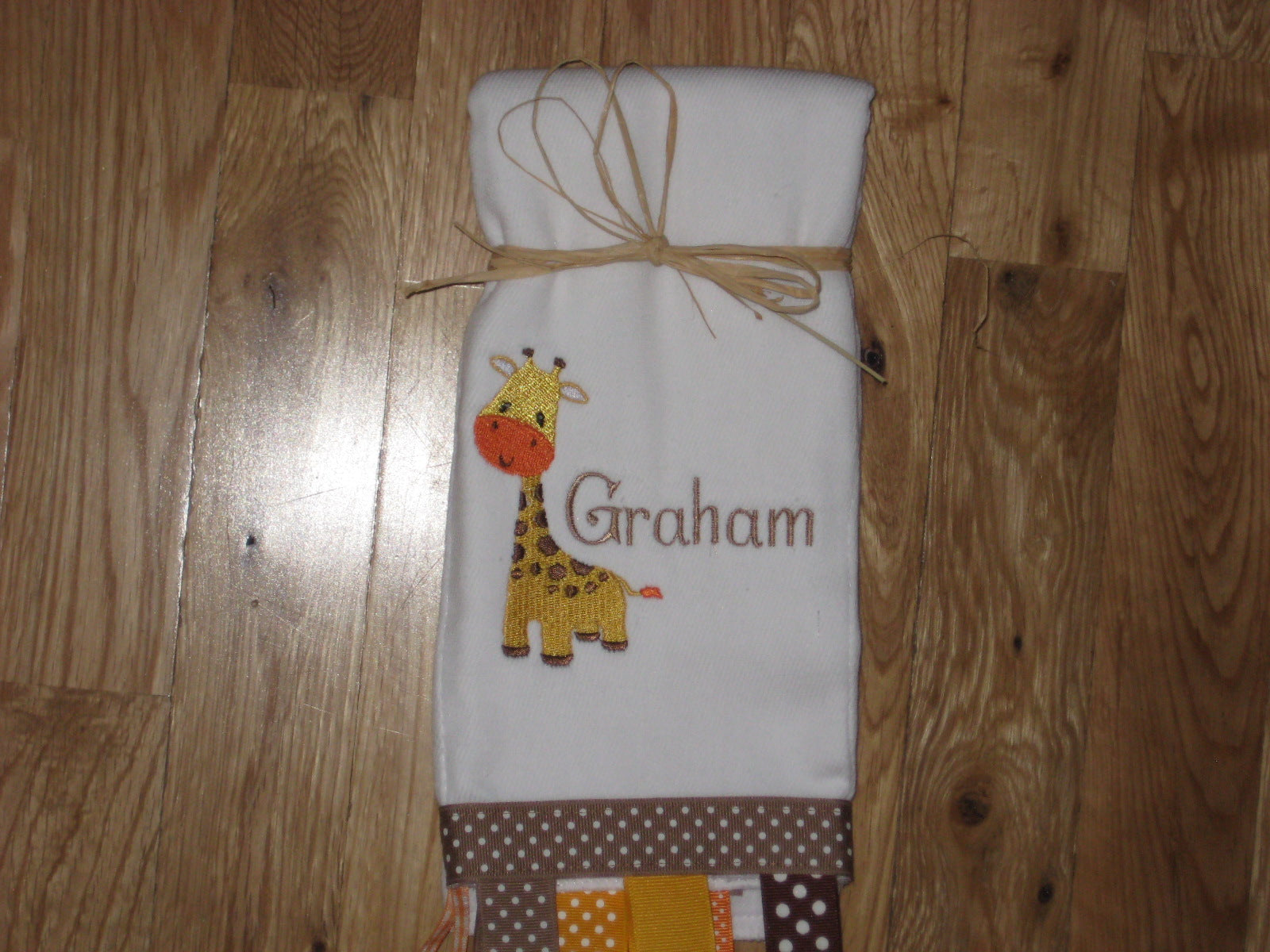 Personalized, Embroidered Little Giraffe Burp Cloth