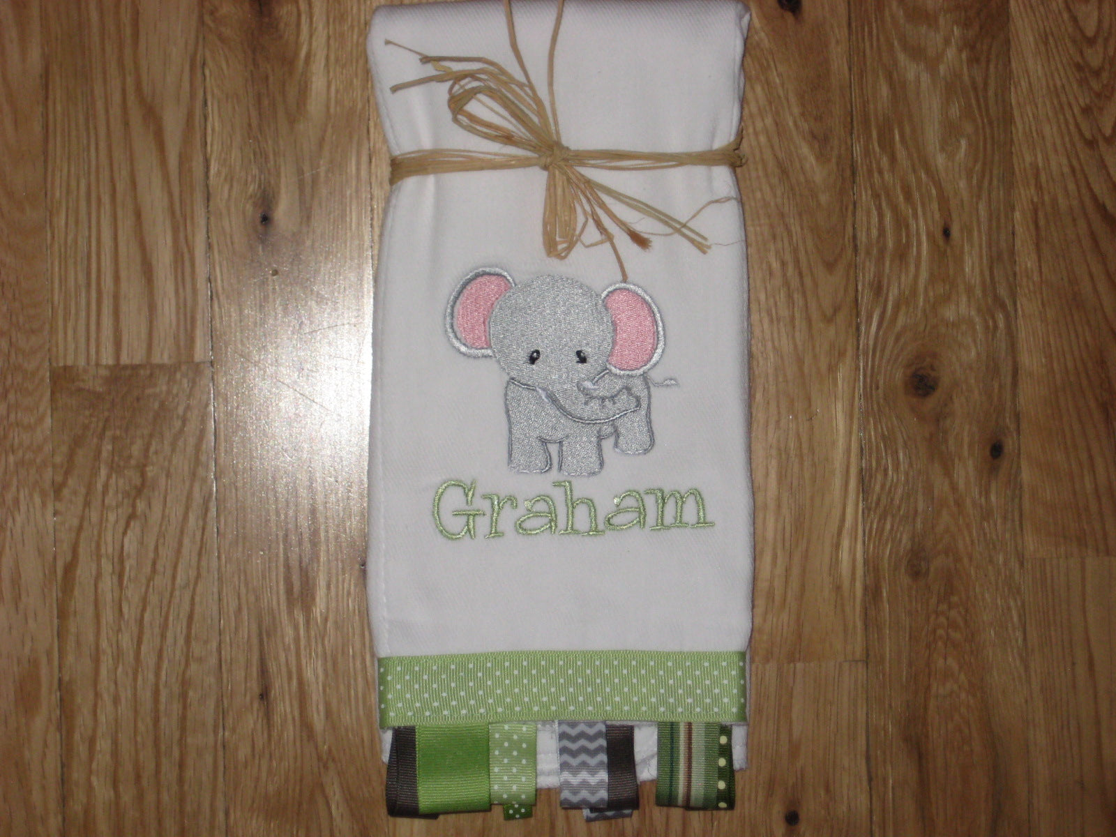 Personalized, Embroidered Little Elephant Burp Cloth