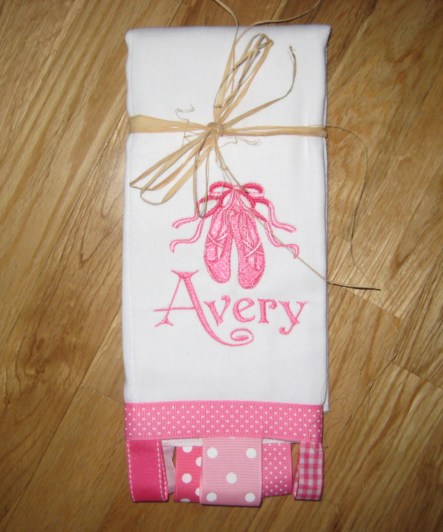 Personalized, Embroidered Little Ballerina Burp Cloth