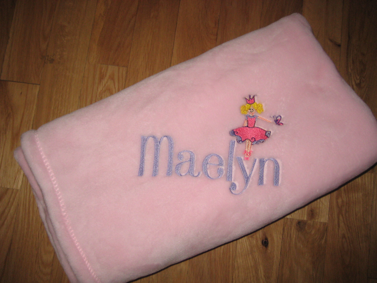 Embroidered, Personalized Baby Blanket with Name and Ballerina