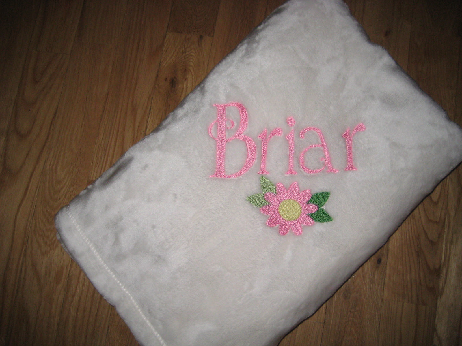 Embroidered, Personalized Baby Blanket with Name and Flower