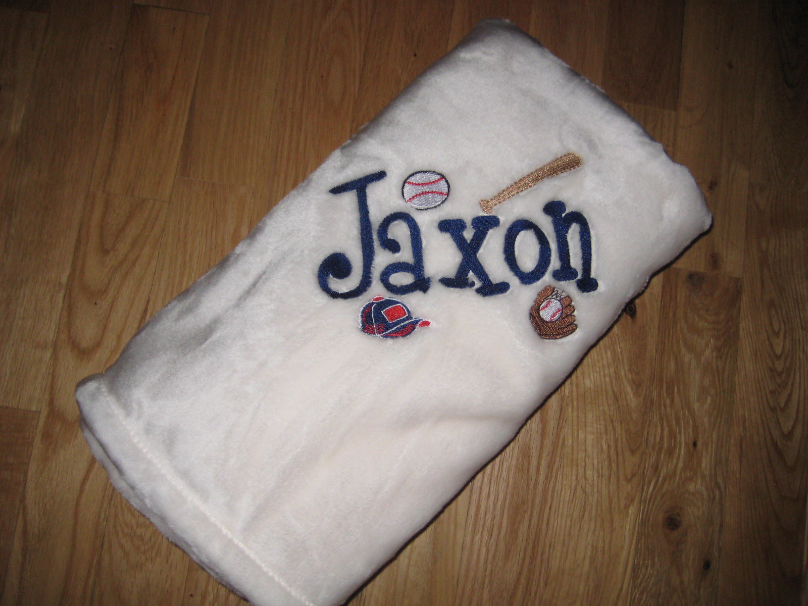 Personalized, Embroidered Baby Blanket with Baseball Items
