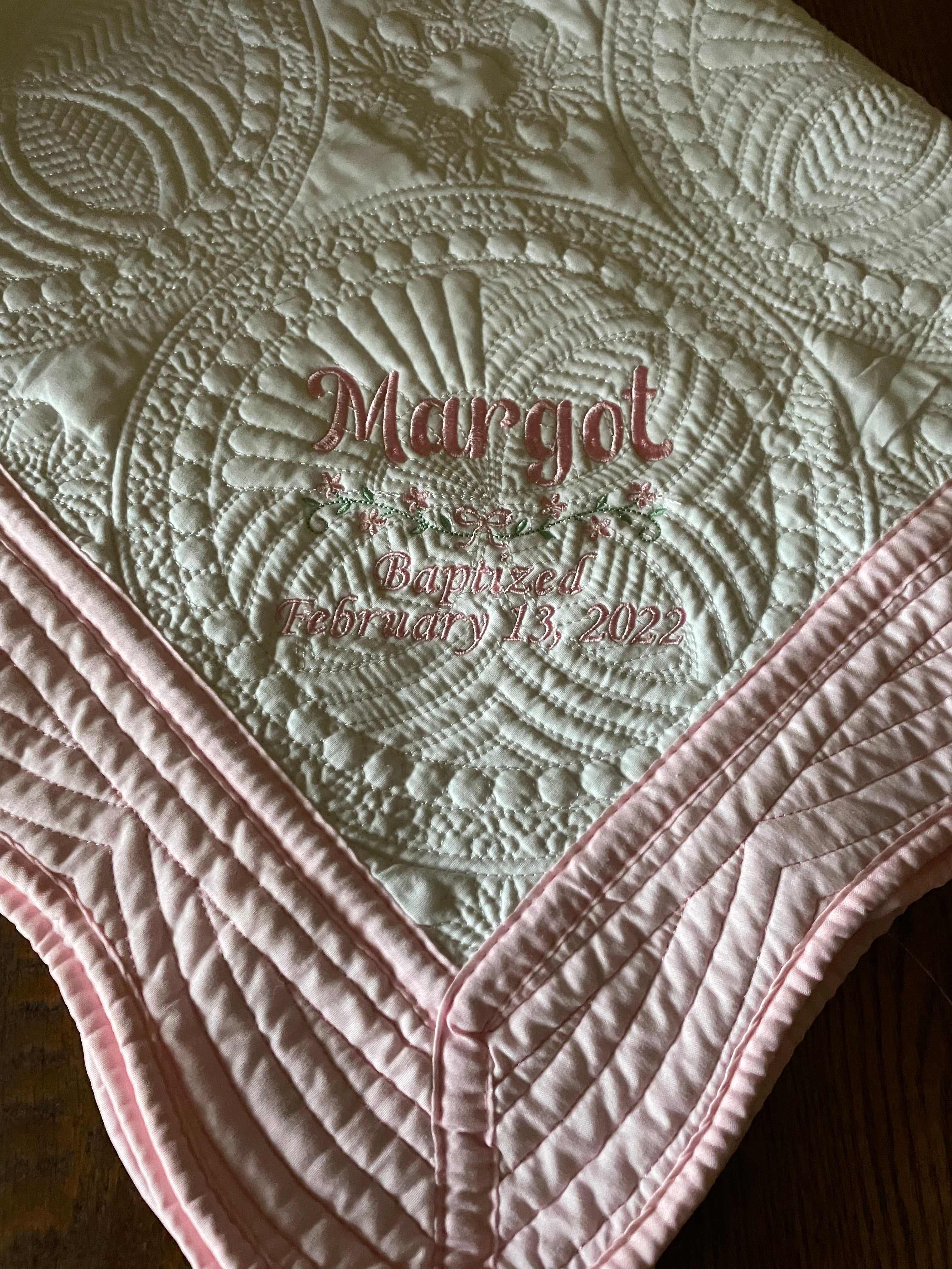 Embroidered, Personalized Baptism Quilt