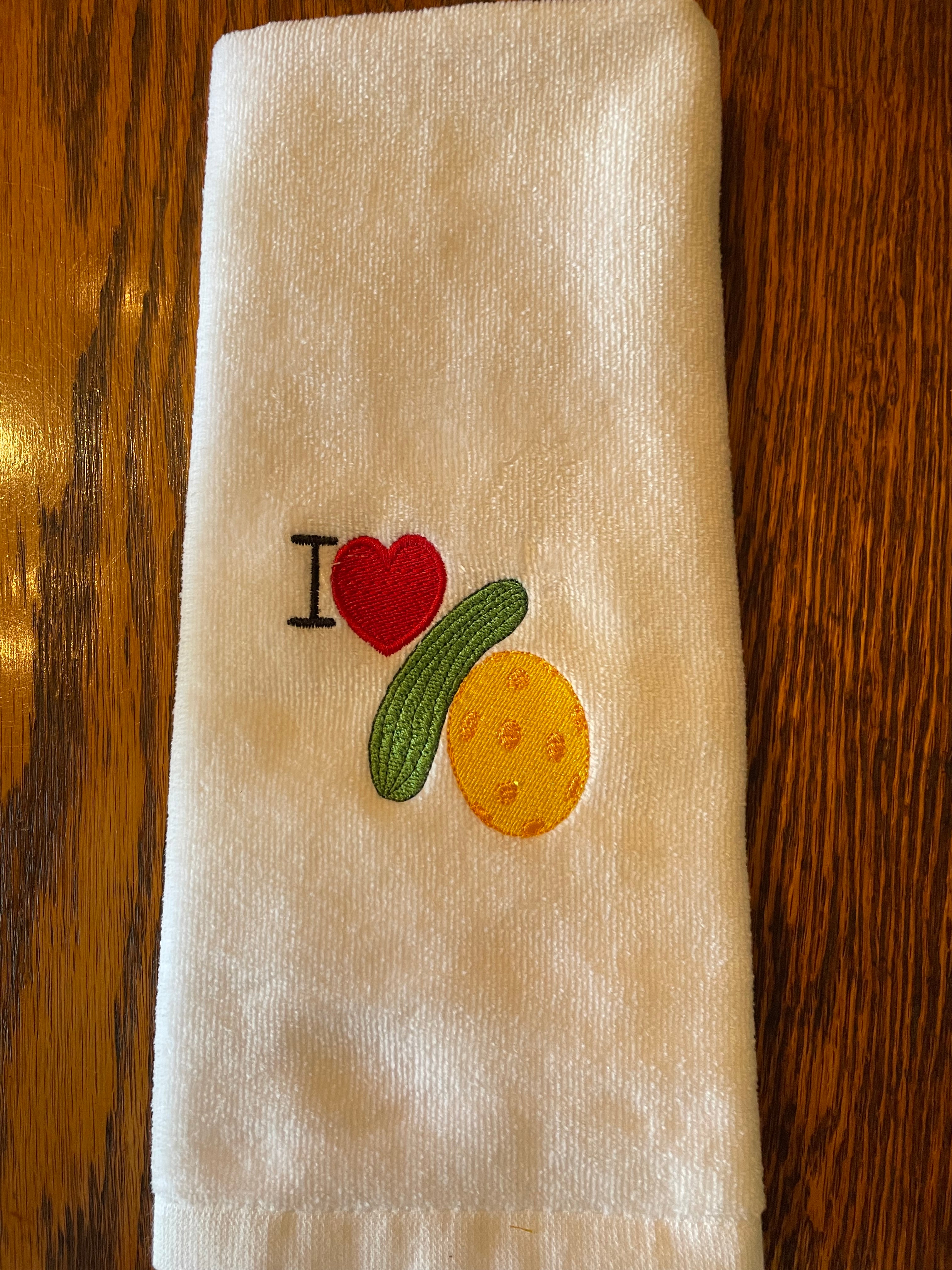 I Love Pickleball Embroidered Towel