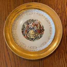 Vintage 1950's Plate By Crest-O-Gold - Sabin Pattern - Warranted 22K Gold - Hand Painted