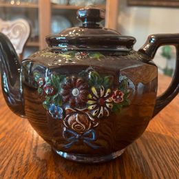 Vintage Brown Teapot from Japan - Hand Painted