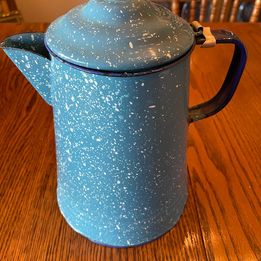 Vintage, Antique Blue Enamel Coffee Pot