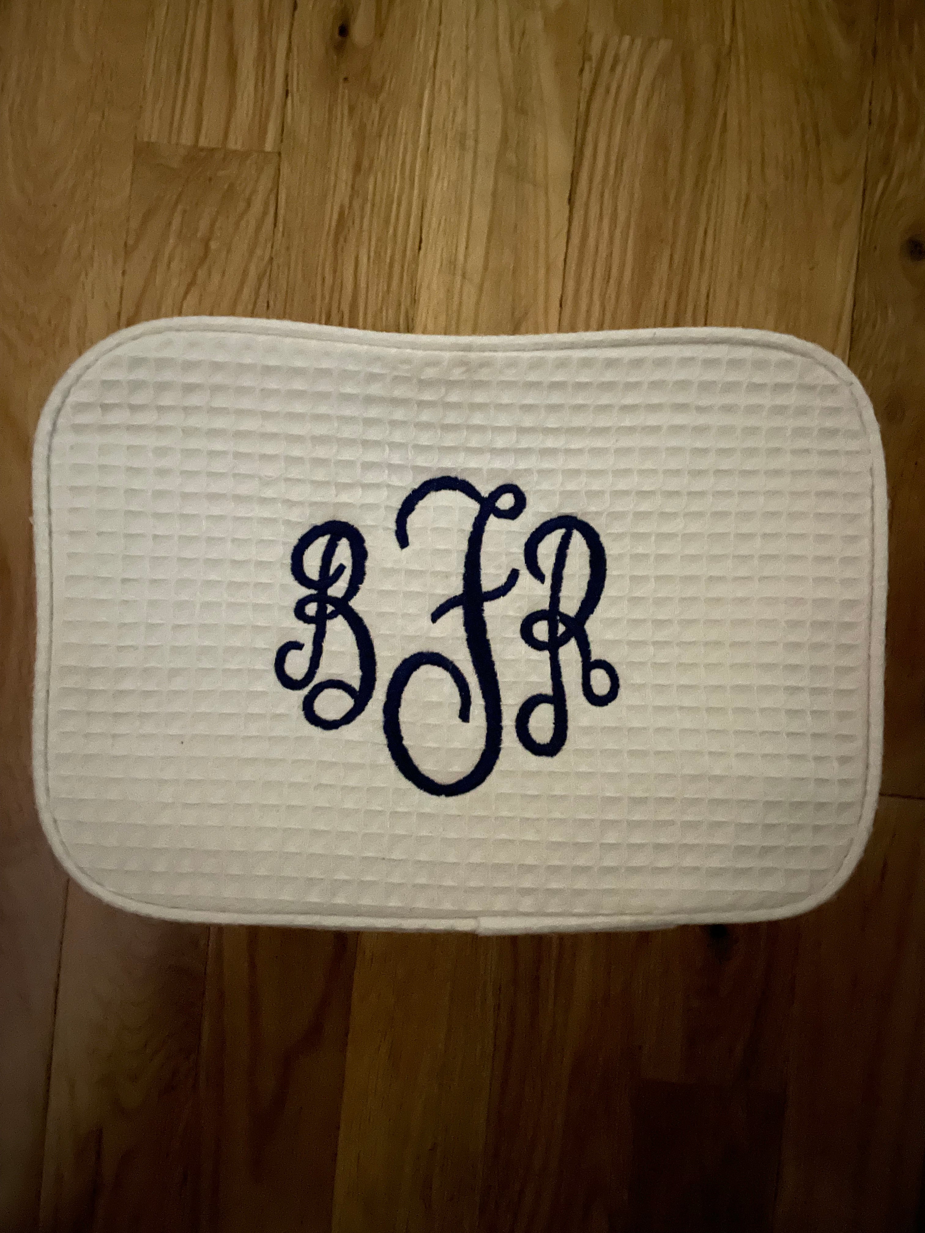 Personalized White Waffle Weave Cosmetic Bag