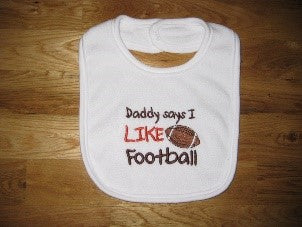 Embroidered Football Baby Bib